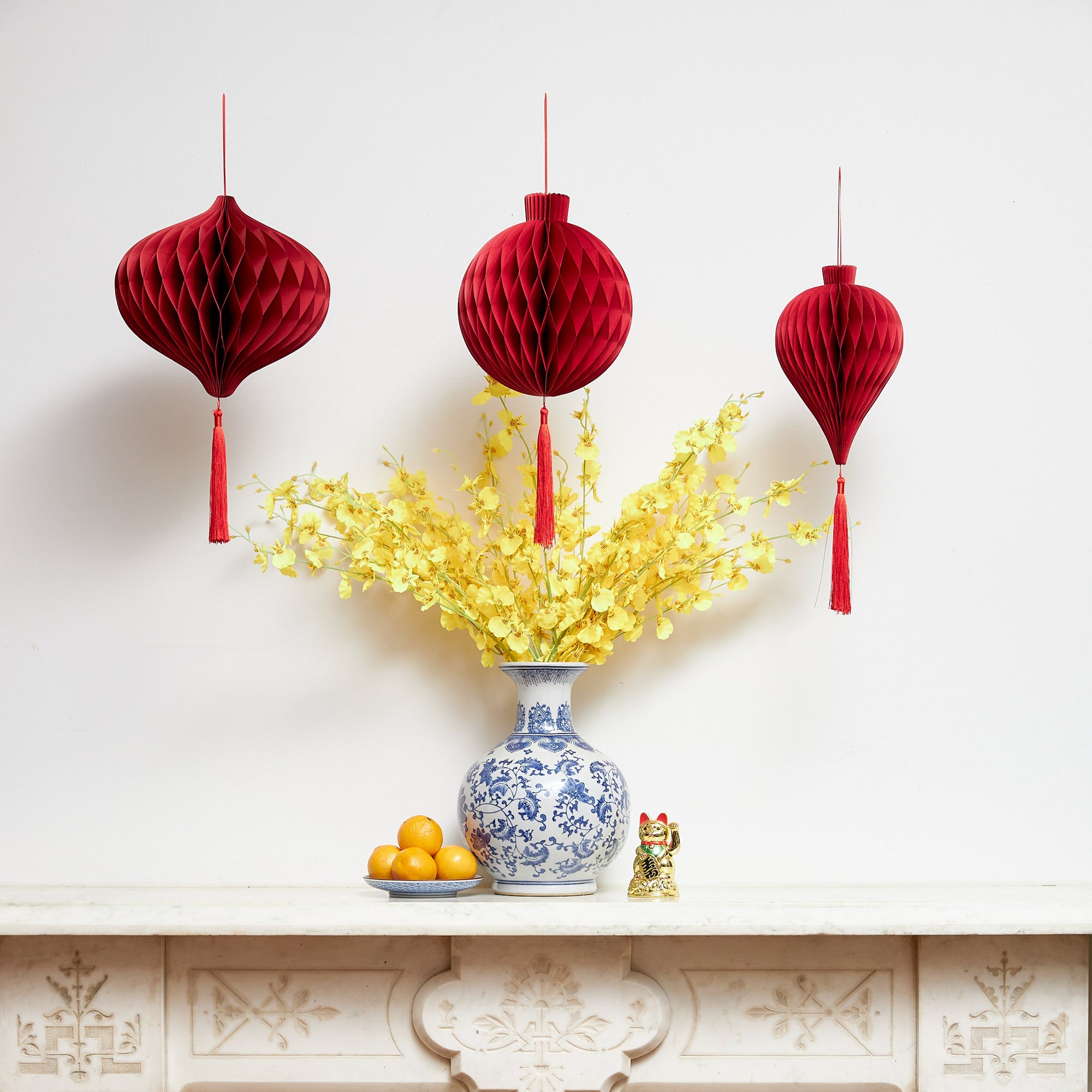 red paper lanterns for lunar new year