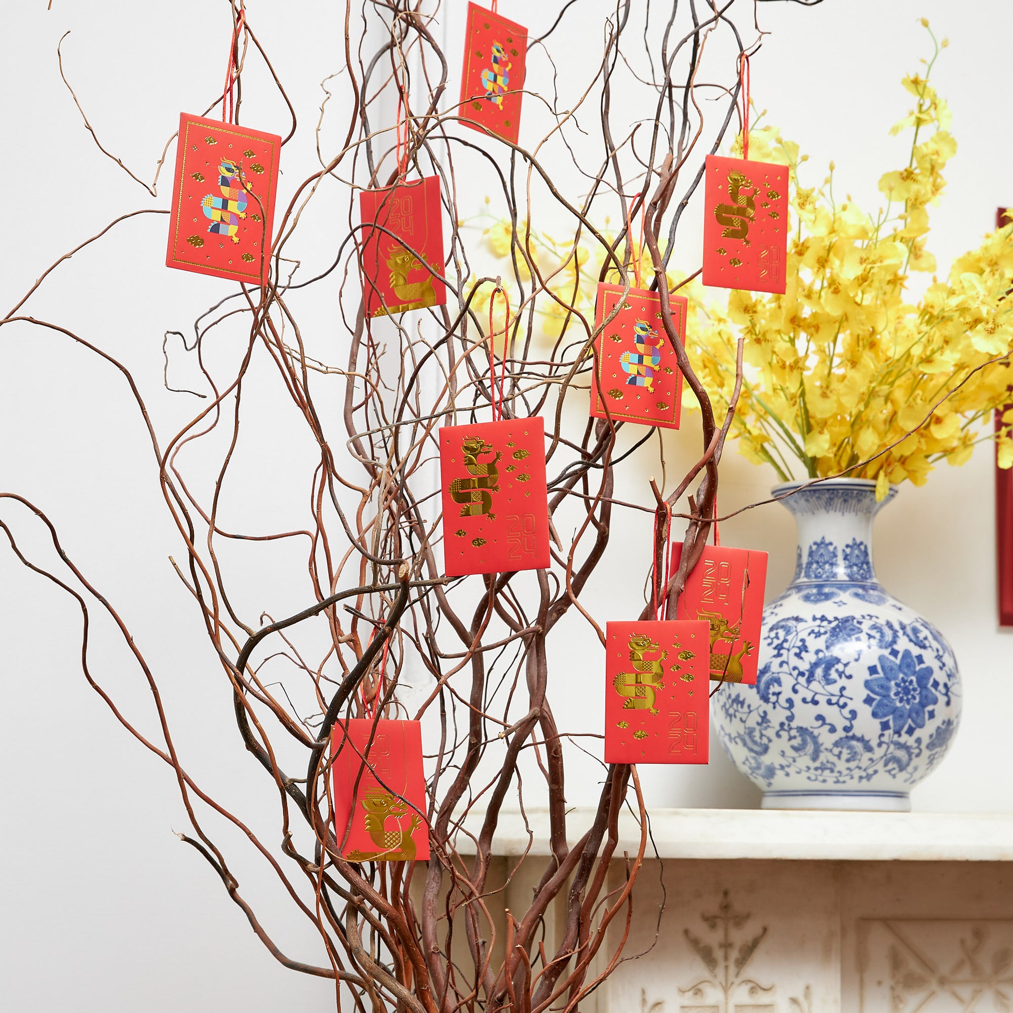 lunar new year red envelope money tree