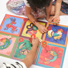 Children and parents play Bầu Cua Tôm Cá, a beloved family board game of luck and tradition! Incudes board, 3 dice, and tokens for play.