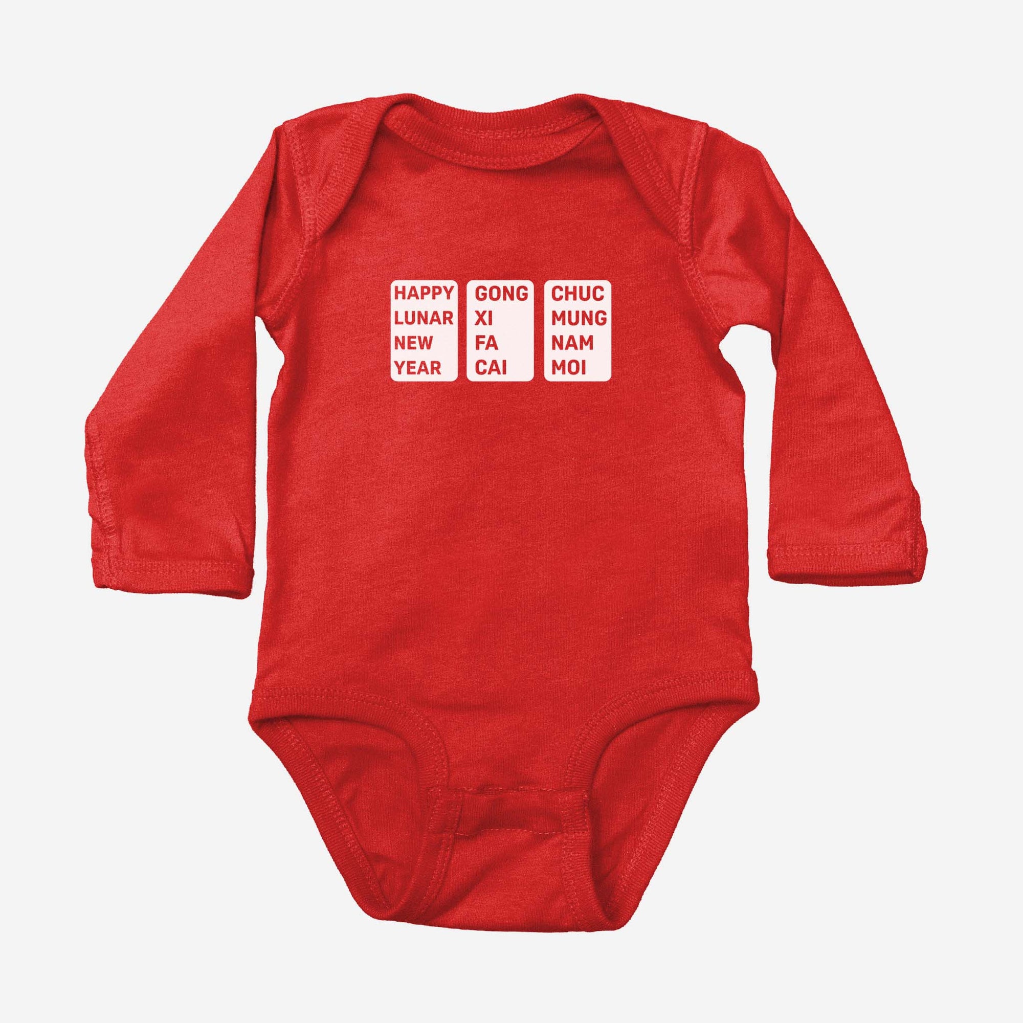 Lunar New Year Greeting Long Sleeve Onesies