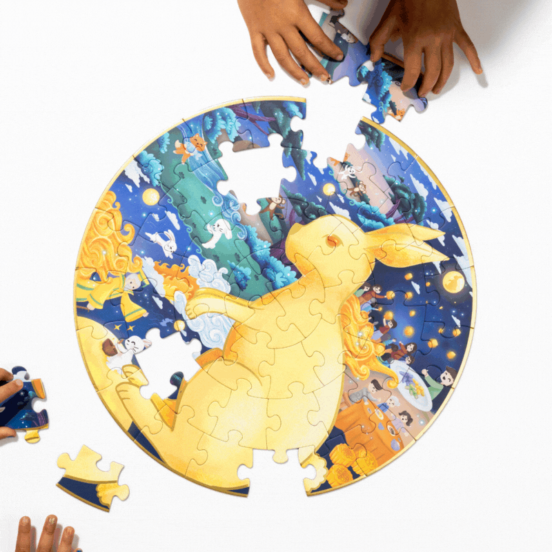 moon rabbit story + puzzle for kids