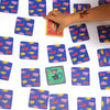 Colorful card game with chinese zodiac animals, hand reaching for a card.