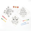 Paint-by-number kit featuring Lunar New Year symbols—fish, oranges, and a lion dance—with canvases, paints, and brushes for creative fun.