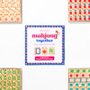 Mahjong Together guidebook surrounded by beautiful mahjong tiles on a white background